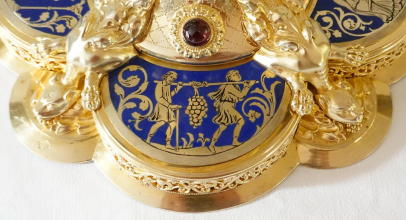 Ornate French antique solid silver gilt Gothic Chapel Set